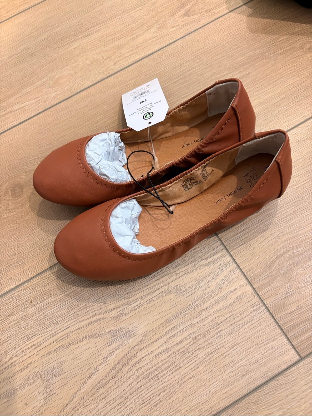 Women's Ballet Flats in Cognac Brown